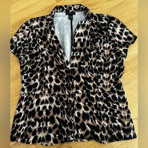 Leopard print short sleeve blouse/jacket
